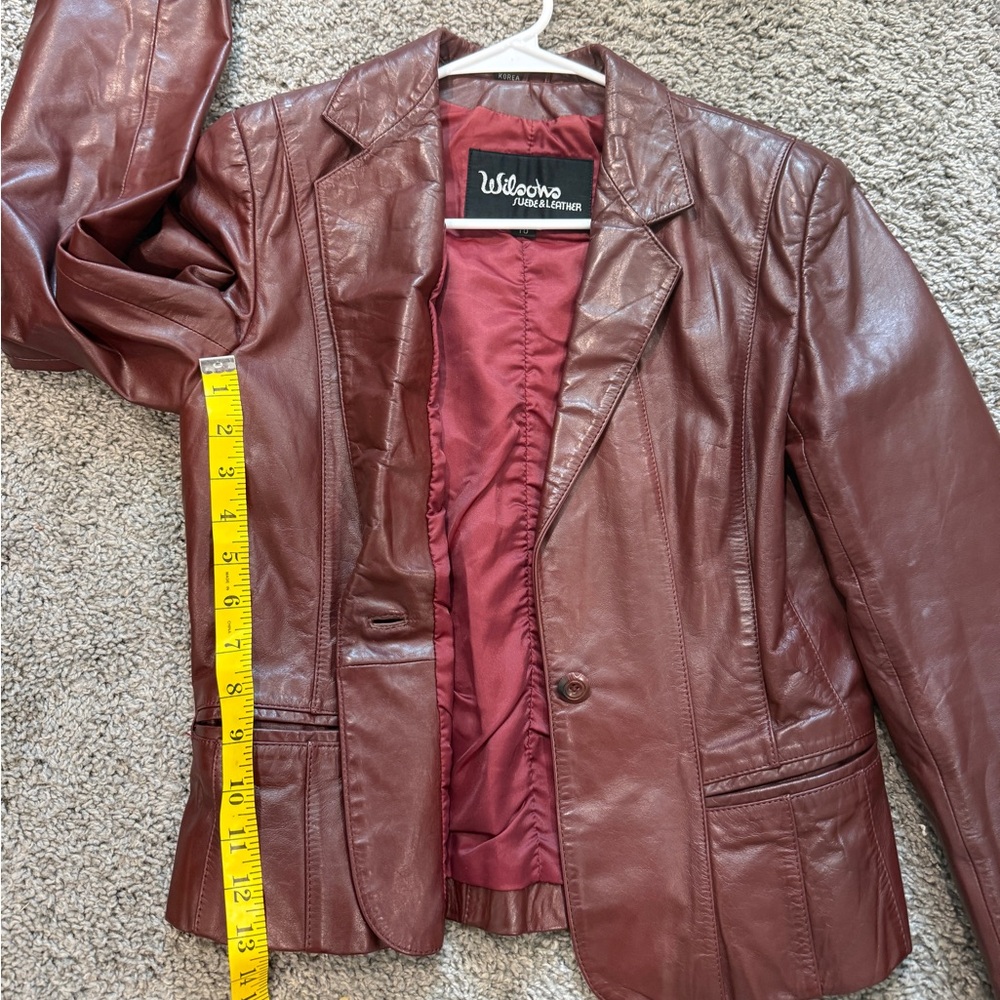 Wilson Burgundy Leather Blazer Jacket for Women - Picture 14 of 16